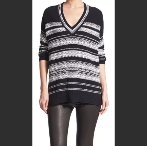 Vince. Oversized V-Neck Striped Sweater Size XS - Picture 5 of 13